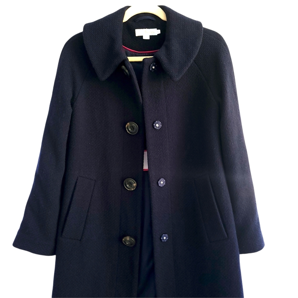 Boden Eliza Blue Wool Blend Textured Coat